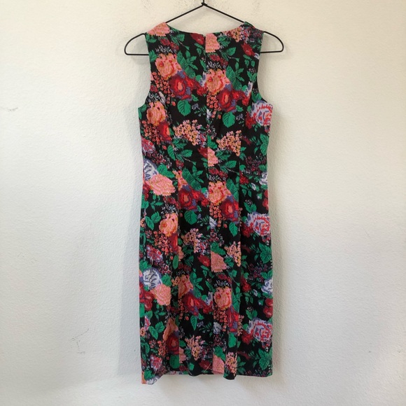 J Crew Sleeveless Floral Sheath Dress Black Multi - Picture 6 of 7
